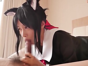 brunette cosplay hd japanese playing pov stocking uncensored asian