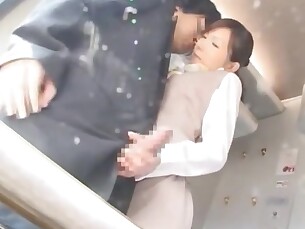 blowjob brunette cumshot fetish handjob japanese masturbation public train asian